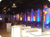 Party Room Rental with Lounge Furniture and up-Lighting.
